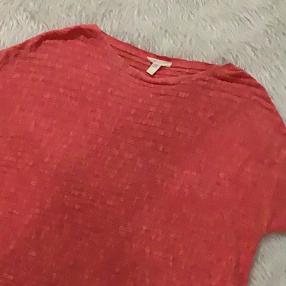 Eileen Fisher coral organic linen and cotton short sleeve knit top size … - Picture 2 of 7